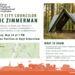 Visit from City Councilman Eric Zimmerman: Tuesday, May 26, 7 PM